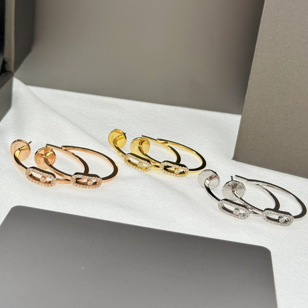 [⭐Haelin Jewelry]CREOLES MOVE UNO PM DIAMOND EARRINGS
