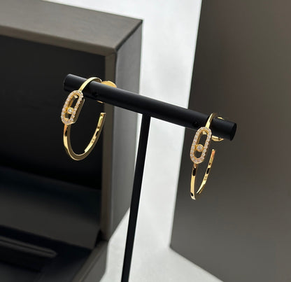 [⭐Haelin Jewelry]CREOLES MOVE UNO PM DIAMOND EARRINGS