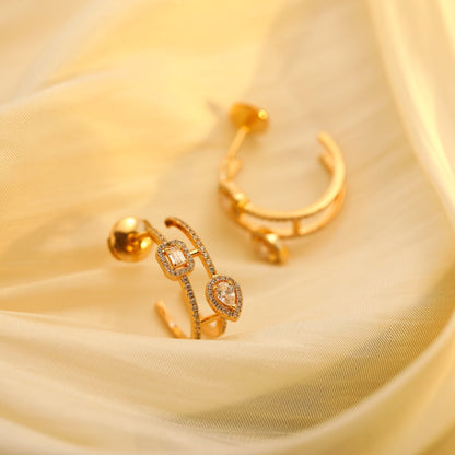 [⭐Haelin Jewelry]CREOLES MY TWIN 2 RANGS SILVER DIAMOND EARRINGS