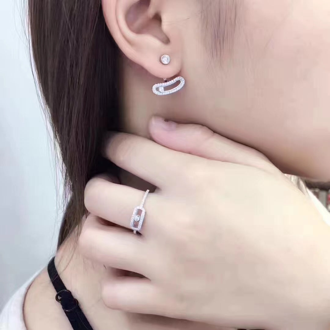 [⭐Haelin Jewelry]MOVE UNO SILVER DIAMOND EARRINGS
