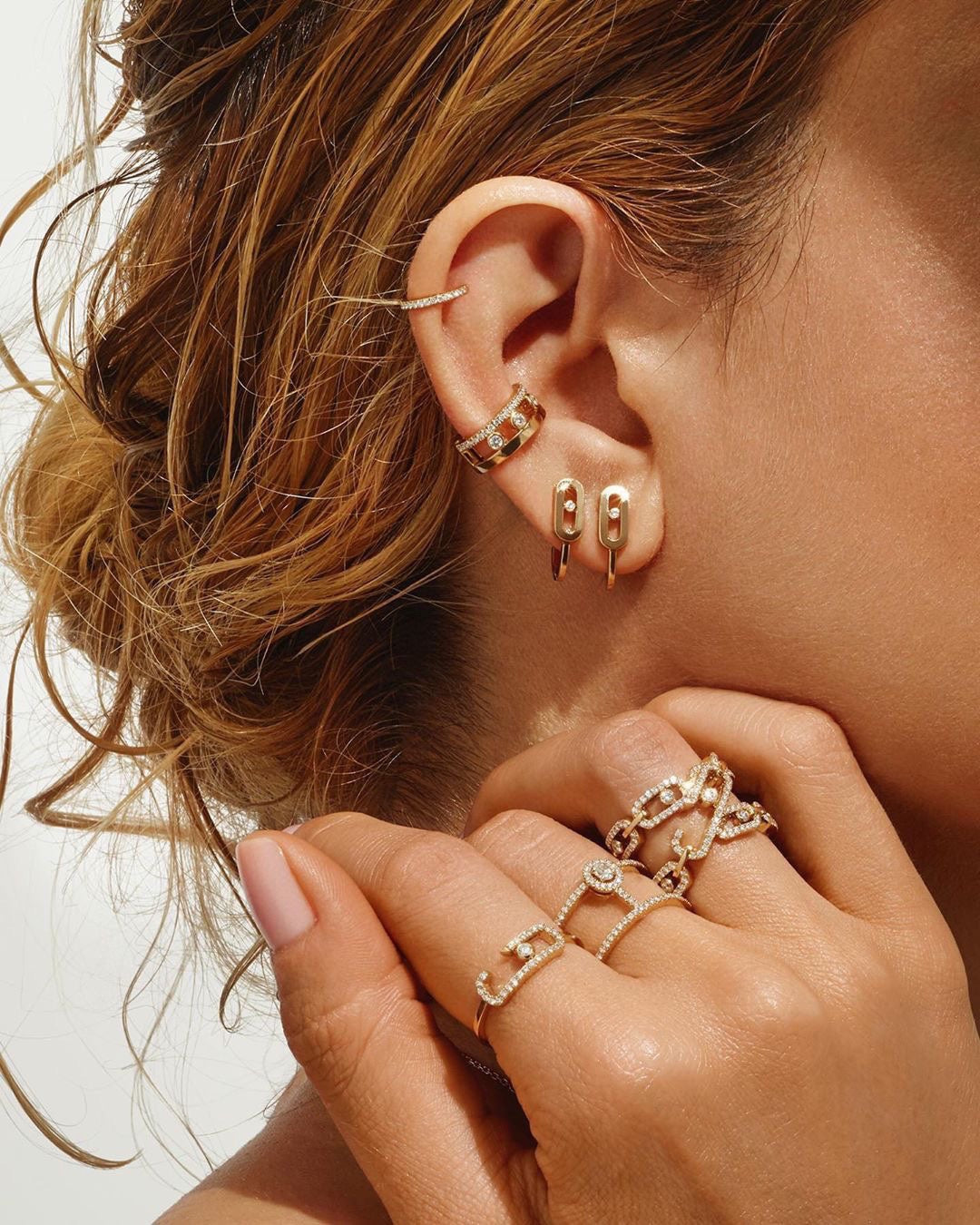 [⭐Haelin Jewelry]CREOLES MOVE UNO MINI 1 DIAMOND EARRINGS