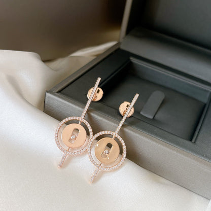 [⭐Haelin Jewelry]Demo MOVE ARROW PINK GOLD DIAMOND EARRINGS
