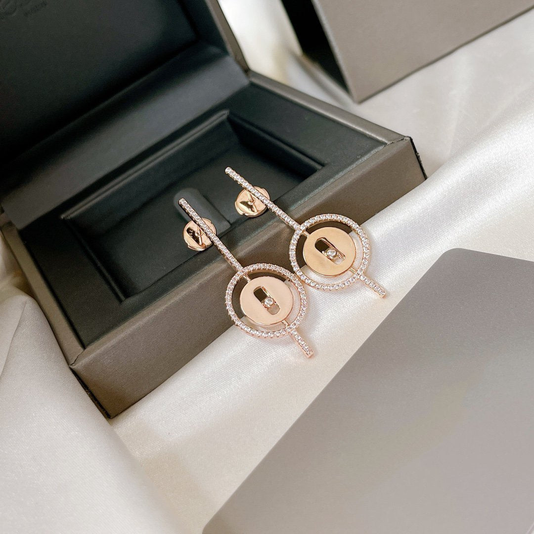 [⭐Haelin Jewelry]Demo MOVE ARROW PINK GOLD DIAMOND EARRINGS