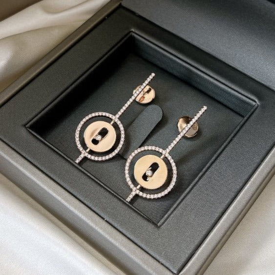 [⭐Haelin Jewelry]Demo MOVE ARROW PINK GOLD DIAMOND EARRINGS