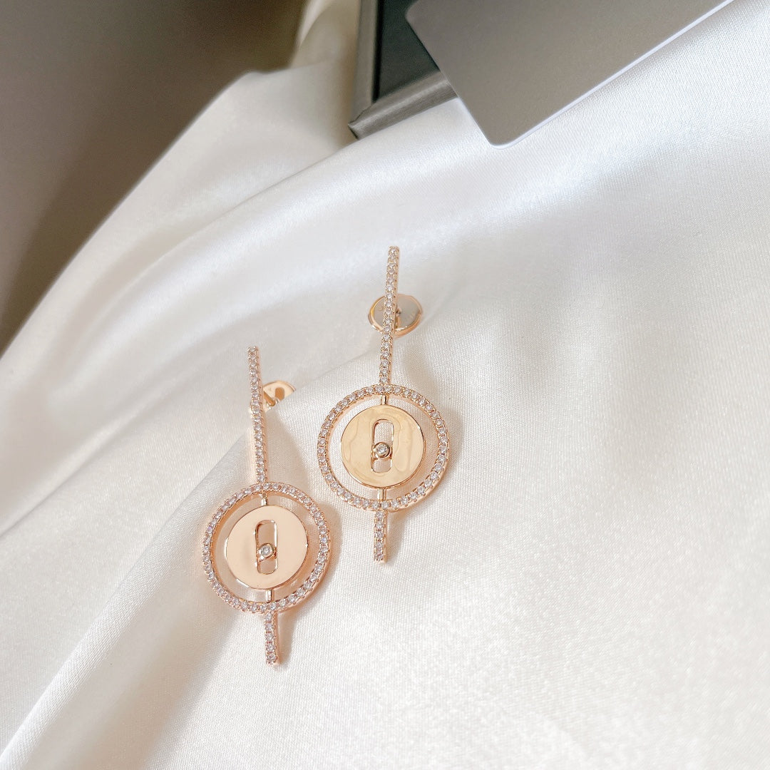 [⭐Haelin Jewelry]Demo MOVE ARROW PINK GOLD DIAMOND EARRINGS