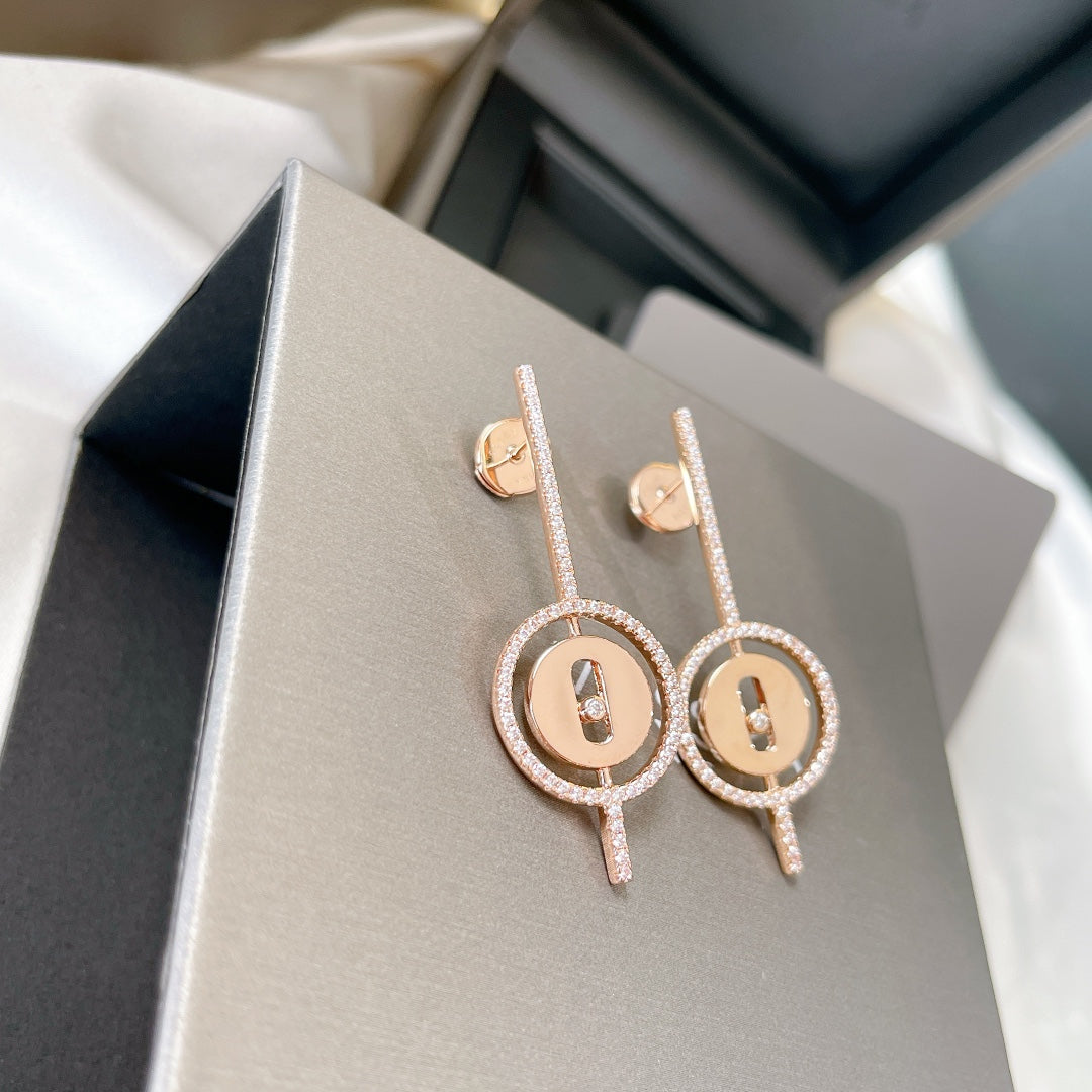 [⭐Haelin Jewelry]Demo MOVE ARROW PINK GOLD DIAMOND EARRINGS