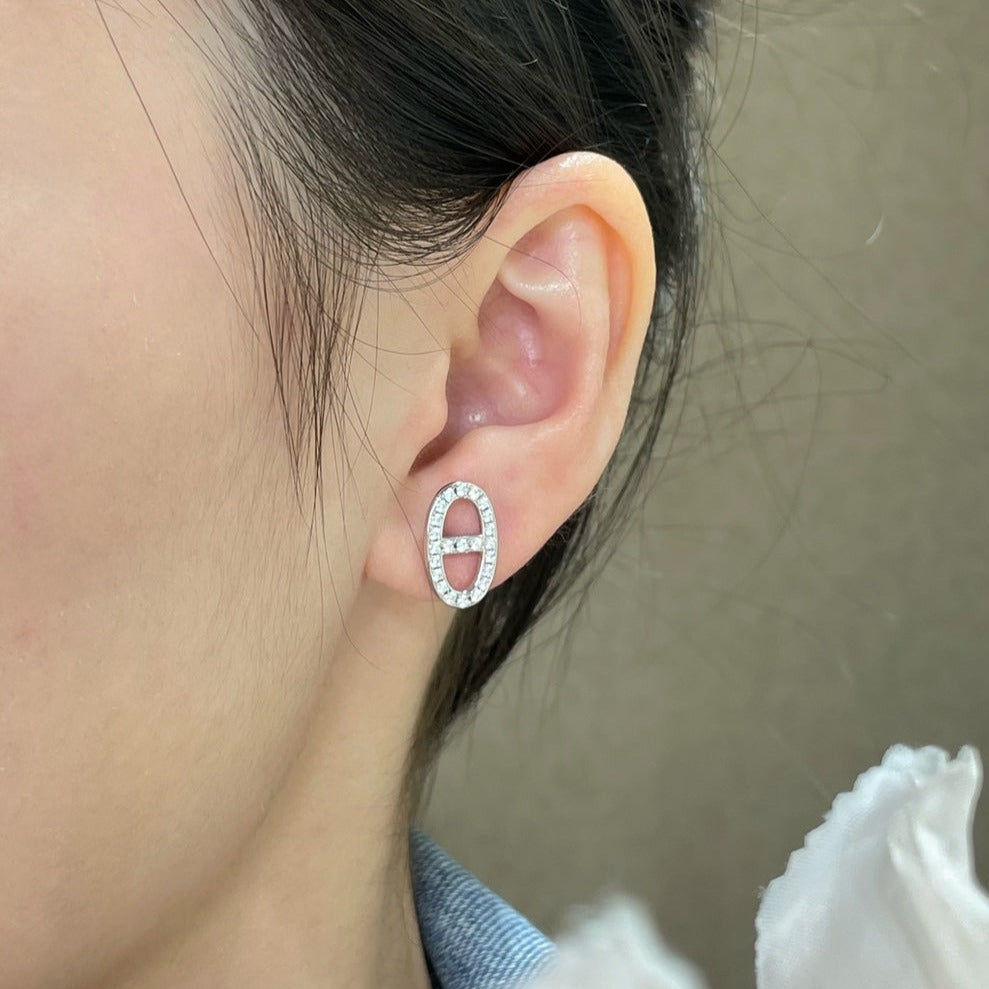 [⭐Haelin Jewelry]HM FULL DIAMOND PIG NOSE STUD EARRINGS