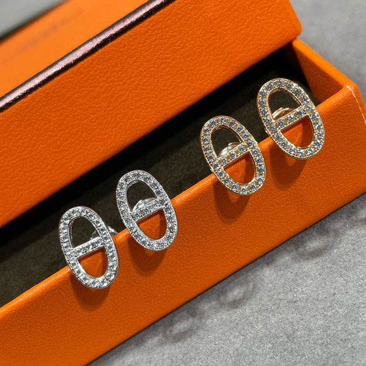 [⭐Haelin Jewelry]HM FULL DIAMOND PIG NOSE STUD EARRINGS