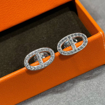 [⭐Haelin Jewelry]HM FULL DIAMOND PIG NOSE STUD EARRINGS