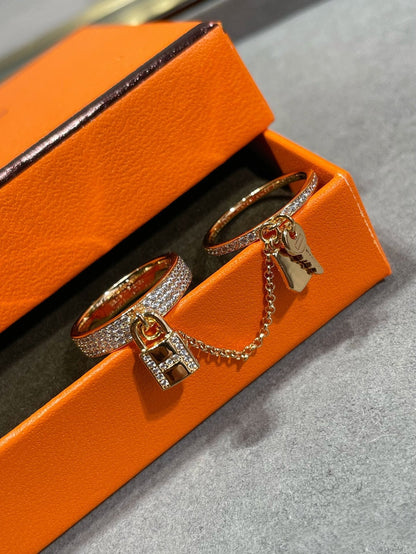 [⭐Haelin Jewelry]HM KELLY CLOCHETTE DOUBLE RING IN  WITH DIAMONDS
