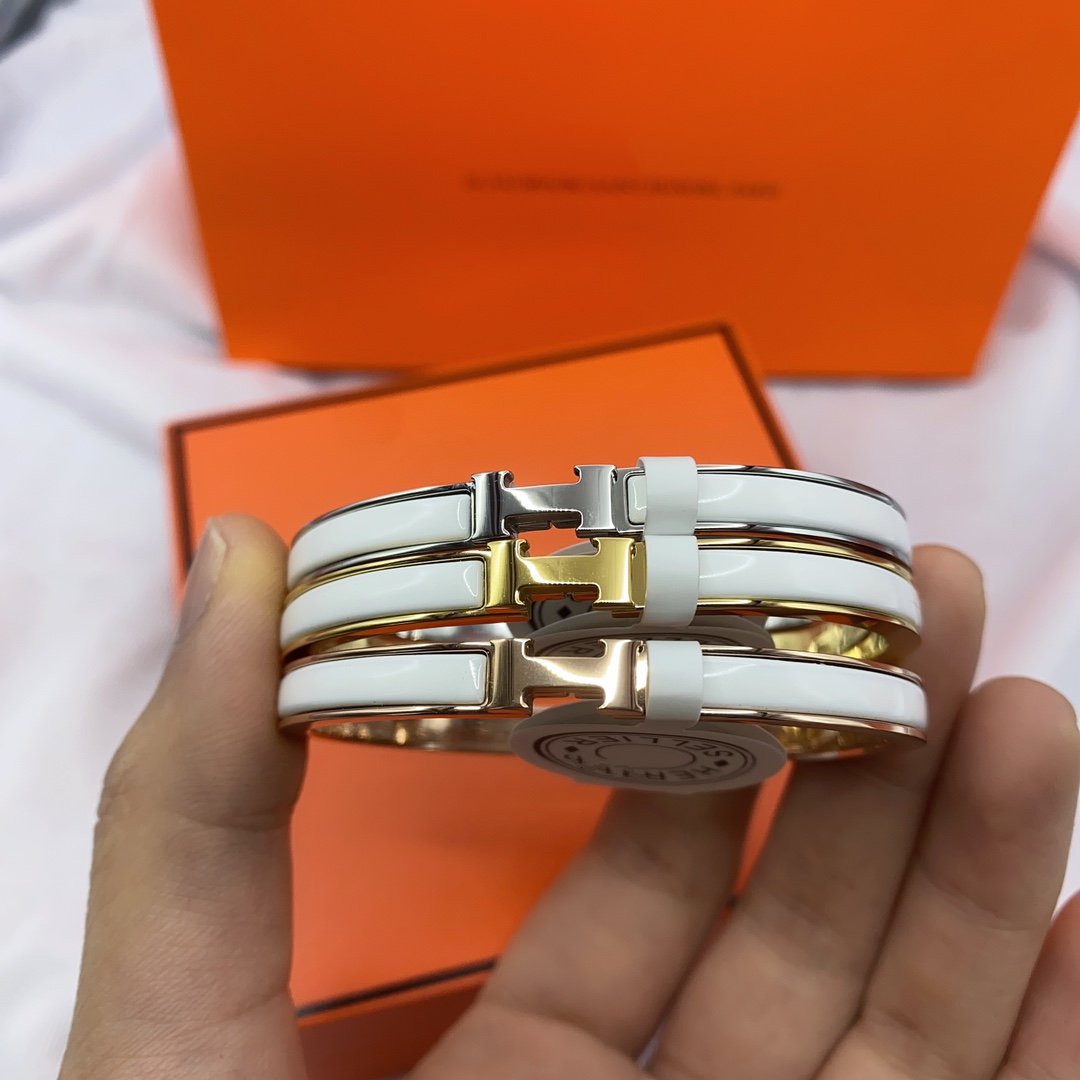 [⭐Haelin Jewelry]CLASSIC HM CLIC WHITE 8MM ENAMEL BRACELET