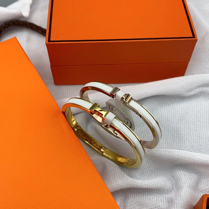 [⭐Haelin Jewelry]CLASSIC HM CLIC WHITE 8MM ENAMEL BRACELET
