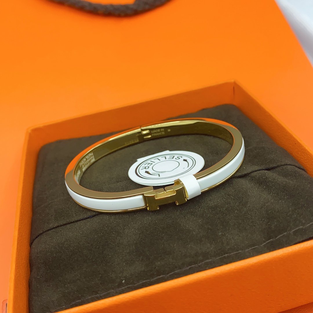 [⭐Haelin Jewelry]CLASSIC HM CLIC WHITE 8MM ENAMEL BRACELET