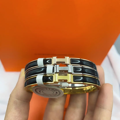 [⭐Haelin Jewelry]CLASSIC HM CLIC BLACK 8MM ENAMEL BRACELET