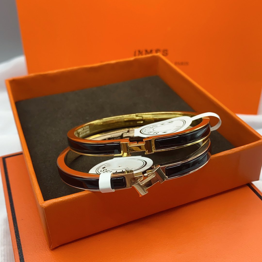 [⭐Haelin Jewelry]CLASSIC HM CLIC BLACK 8MM ENAMEL BRACELET