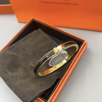 [⭐Haelin Jewelry]CLASSIC HM CLIC BLACK 8MM ENAMEL BRACELET