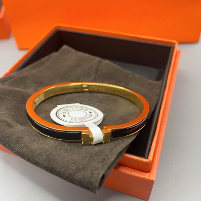 [⭐Haelin Jewelry]CLASSIC HM CLIC BLACK 8MM ENAMEL BRACELET