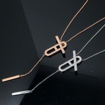 [⭐Haelin Jewelry]HM NECKLACE PLATINUM ROSE GOLD DIAMOND
