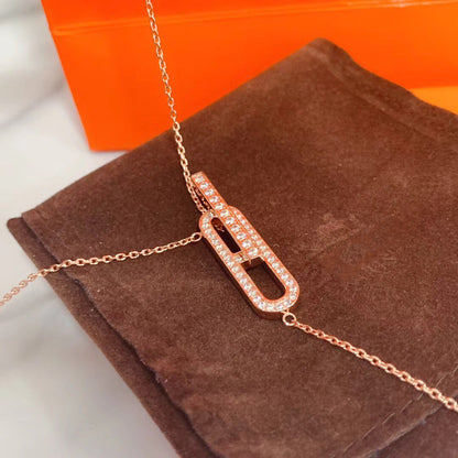 [⭐Haelin Jewelry]HM NECKLACE PLATINUM ROSE GOLD DIAMOND