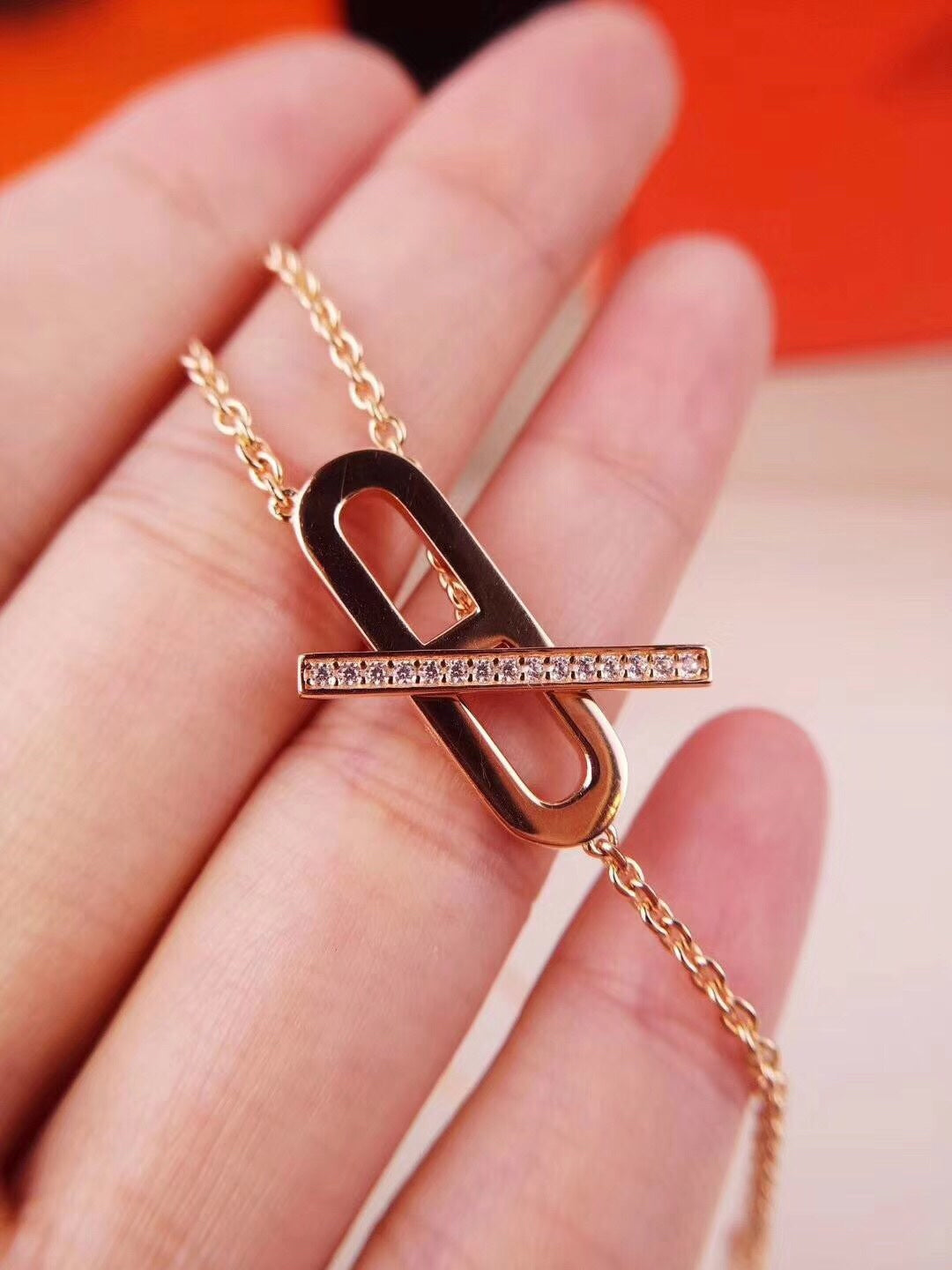 [⭐Haelin Jewelry]HM NECKLACE PLATINUM ROSE GOLD DIAMOND