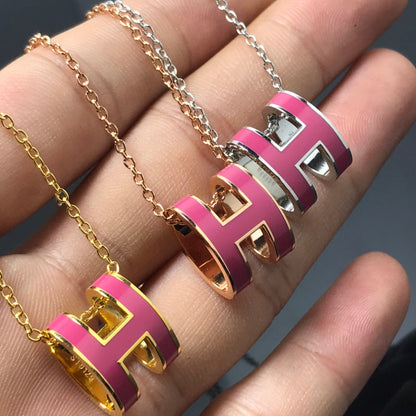 [⭐Haelin Jewelry]H NECKLACE PINK