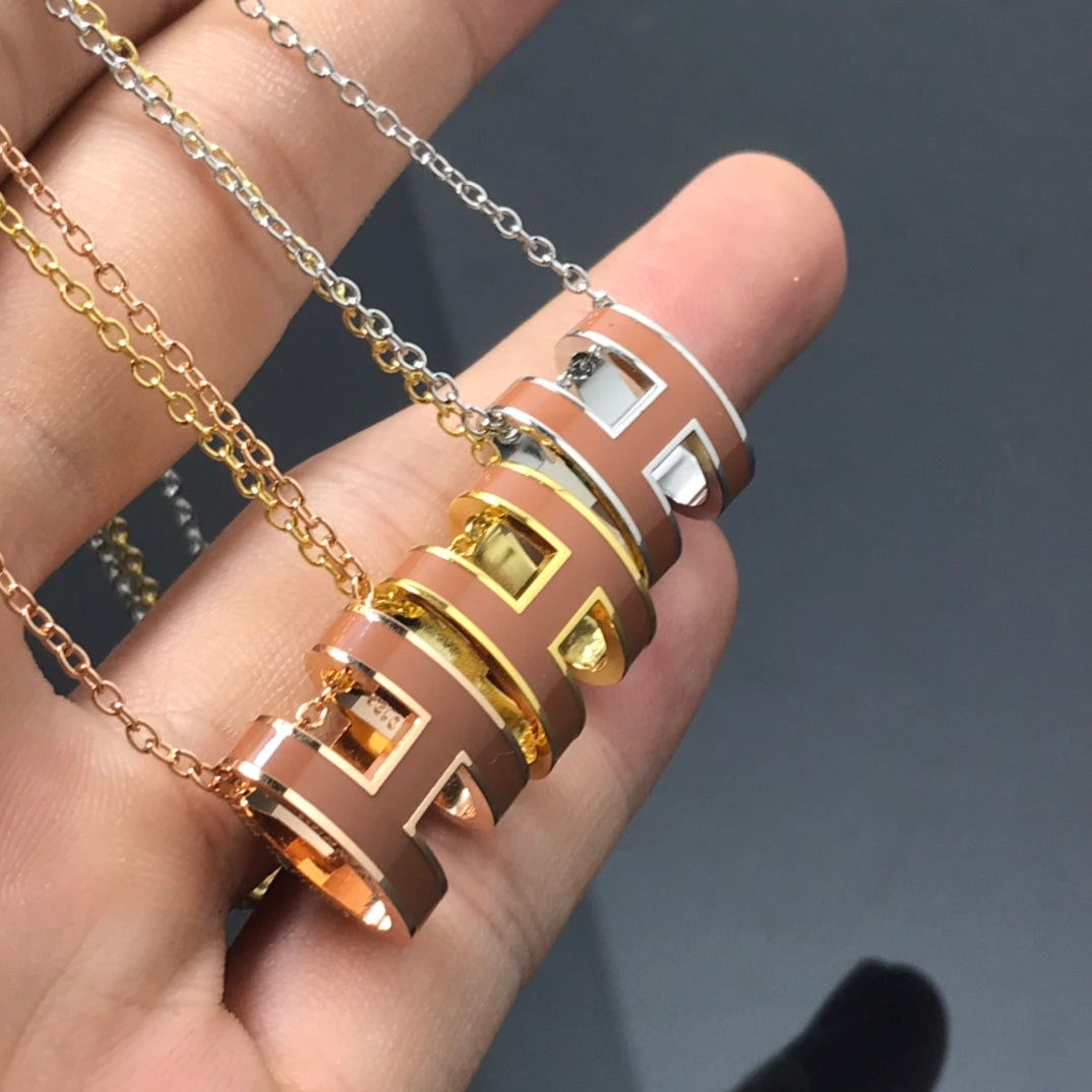[⭐Haelin Jewelry]H NECKLACE BROWN