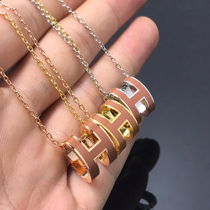 [⭐Haelin Jewelry]H NECKLACE BROWN
