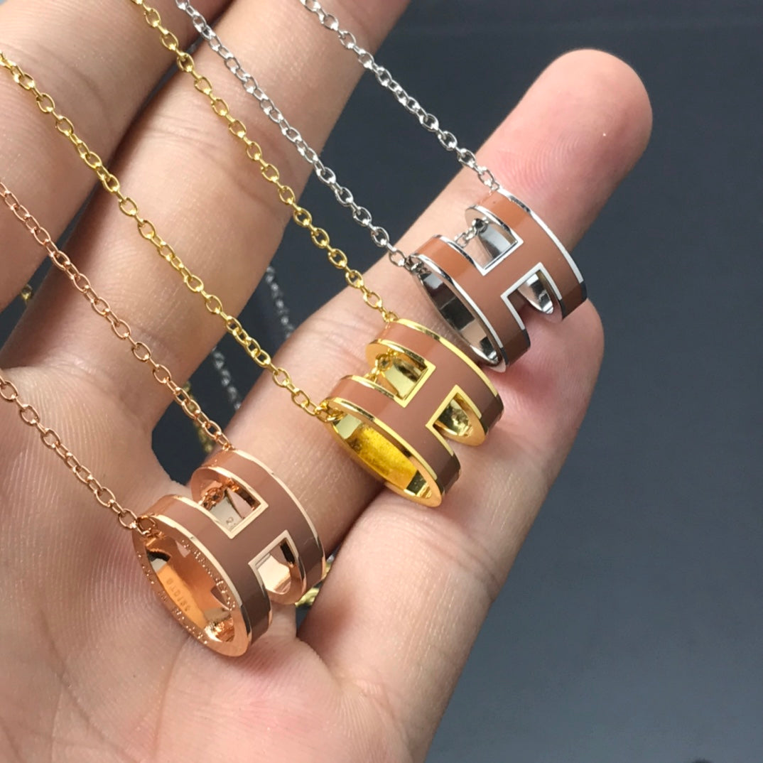 [⭐Haelin Jewelry]H NECKLACE BROWN