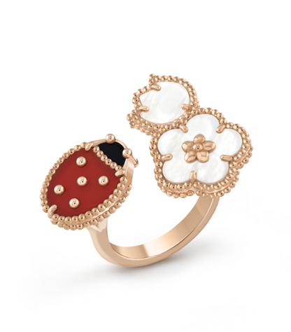 [⭐Haelin Jewelry]LUCKY 3 MOTIF ROSE GOLD RING
