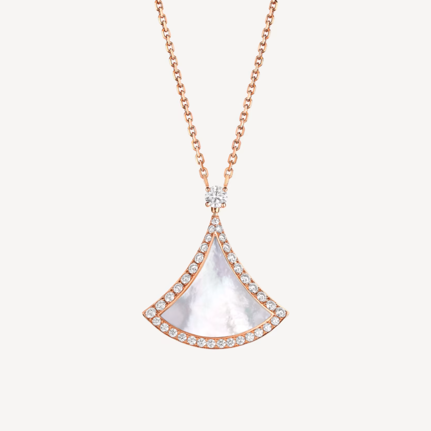 [⭐Haelin Jewelry]DREAM MOP DIAMOND PAVED PINK GOLD NECKLACE