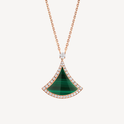 [⭐Haelin Jewelry]DREAM MALACHITE DIAMOND PAVED PINK GOLD NECKLACE