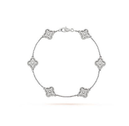 [⭐Haelin Jewelry]CLOVER 6 MOTIF SILVER DIAMOND BRACELET