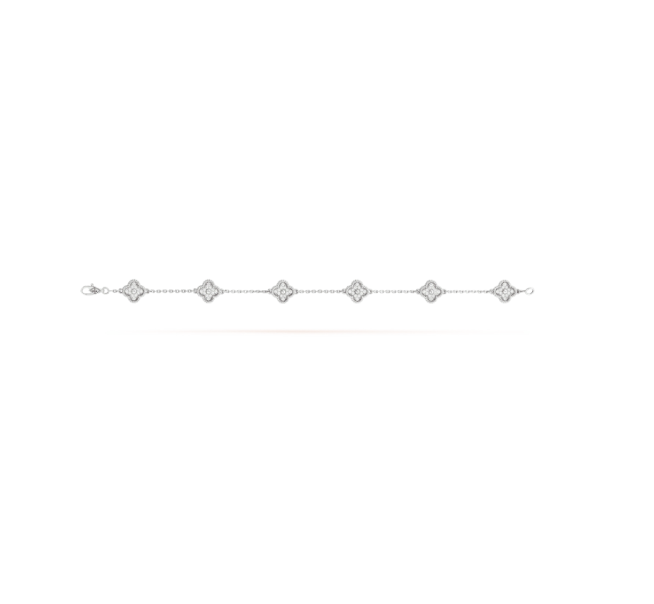 [⭐Haelin Jewelry]CLOVER 6 MOTIF SILVER DIAMOND BRACELET