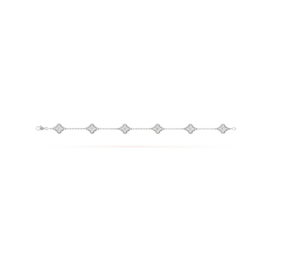 [⭐Haelin Jewelry]CLOVER 6 MOTIF SILVER DIAMOND BRACELET