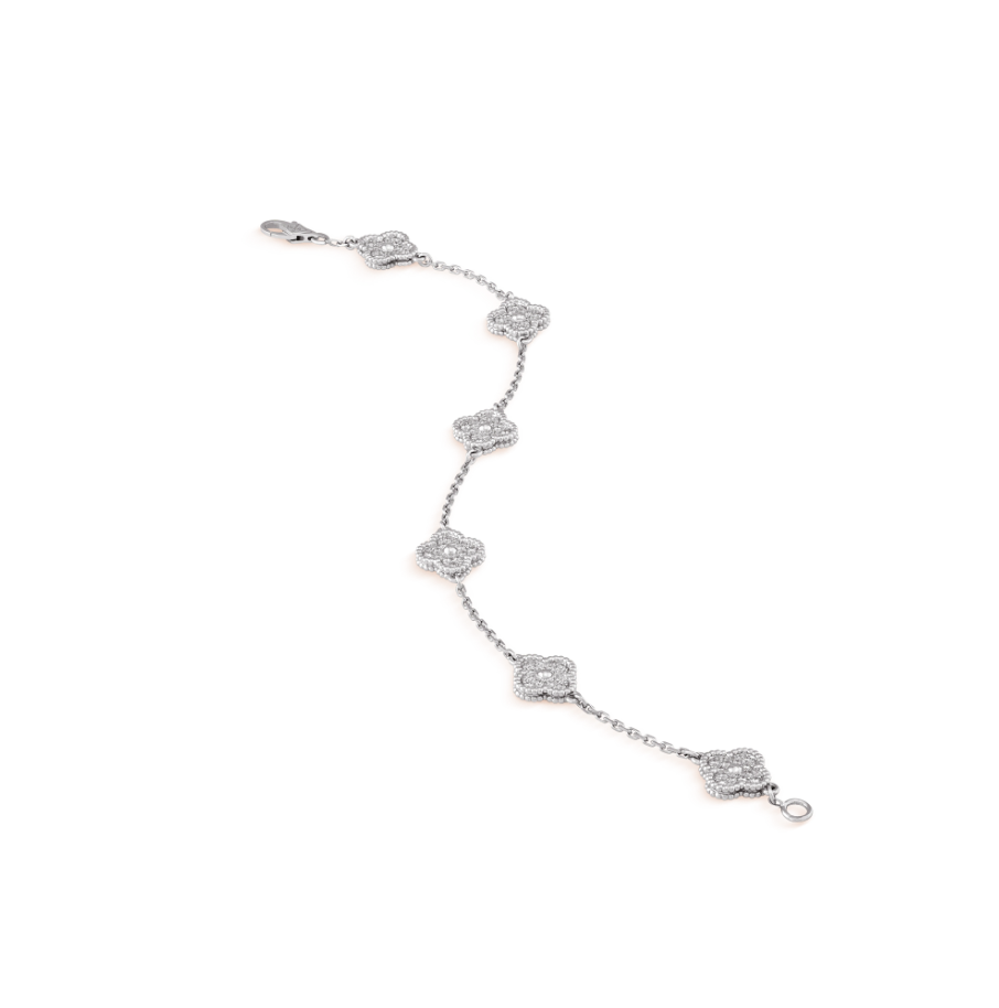 [⭐Haelin Jewelry]CLOVER 6 MOTIF SILVER DIAMOND BRACELET