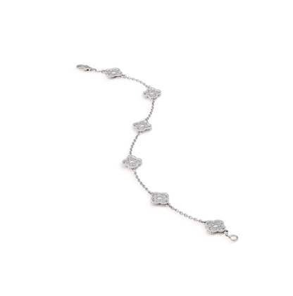 [⭐Haelin Jewelry]CLOVER 6 MOTIF SILVER DIAMOND BRACELET
