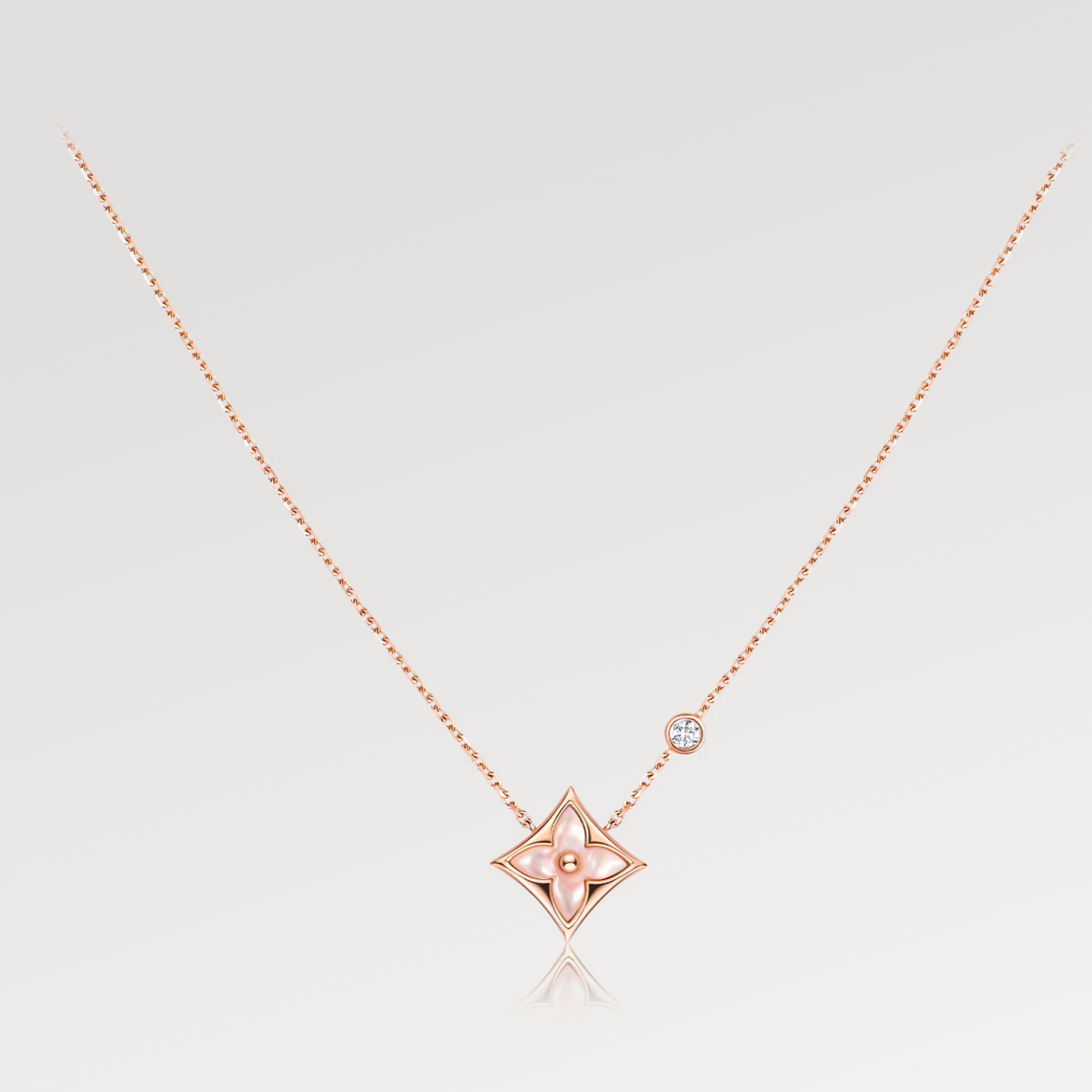 [⭐Haelin Jewelry]STAR PINK MOP 1 DIAMOND PINK GOLD NECKLACE