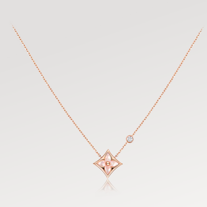[⭐Haelin Jewelry]STAR PINK MOP 1 DIAMOND PINK GOLD NECKLACE