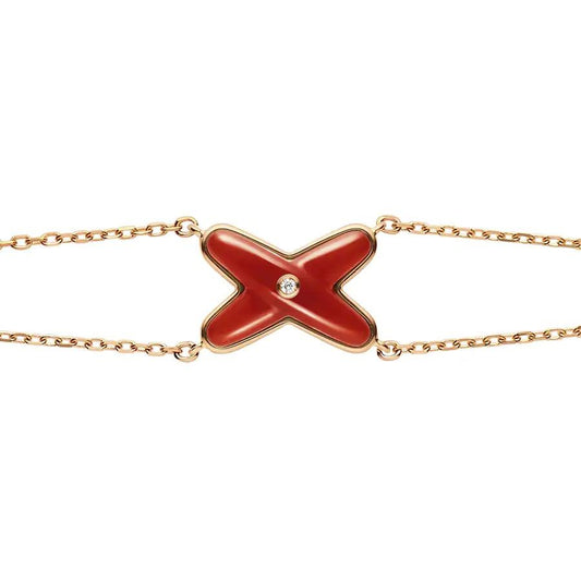 [⭐Haelin Jewelry]JEUX BRACELET CARNELIAN PINK GOLD 1 DIAMOND