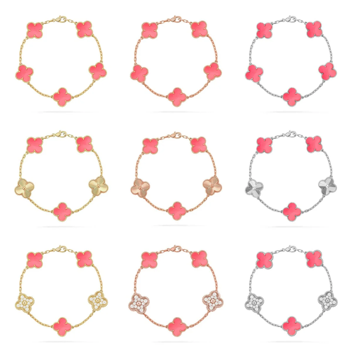 [⭐Haelin Jewelry] CLOVER 5 MOTIFS  PINK MOP BRACELET COLLECTION