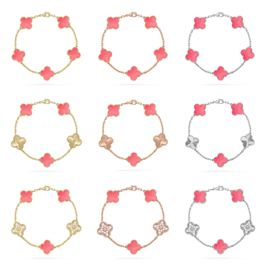 [⭐Haelin Jewelry] CLOVER 5 MOTIFS  PINK MOP BRACELET COLLECTION