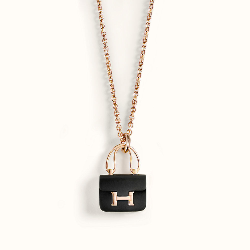 [⭐Haelin Jewelry]CONSTANCE BLACK PEDANT PINK GOLD NECKLACE