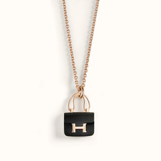 [⭐Haelin Jewelry]CONSTANCE BLACK PEDANT PINK GOLD NECKLACE
