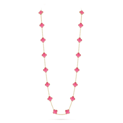 [⭐Haelin Jewelry]NEW CLOVER 20 MOTIFS PINK ENAMEL NECKLACE