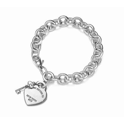 [Haelin Jewelry]KEY HEART CARD CHUNKY INTERLOCKING BRACELET LENGTH