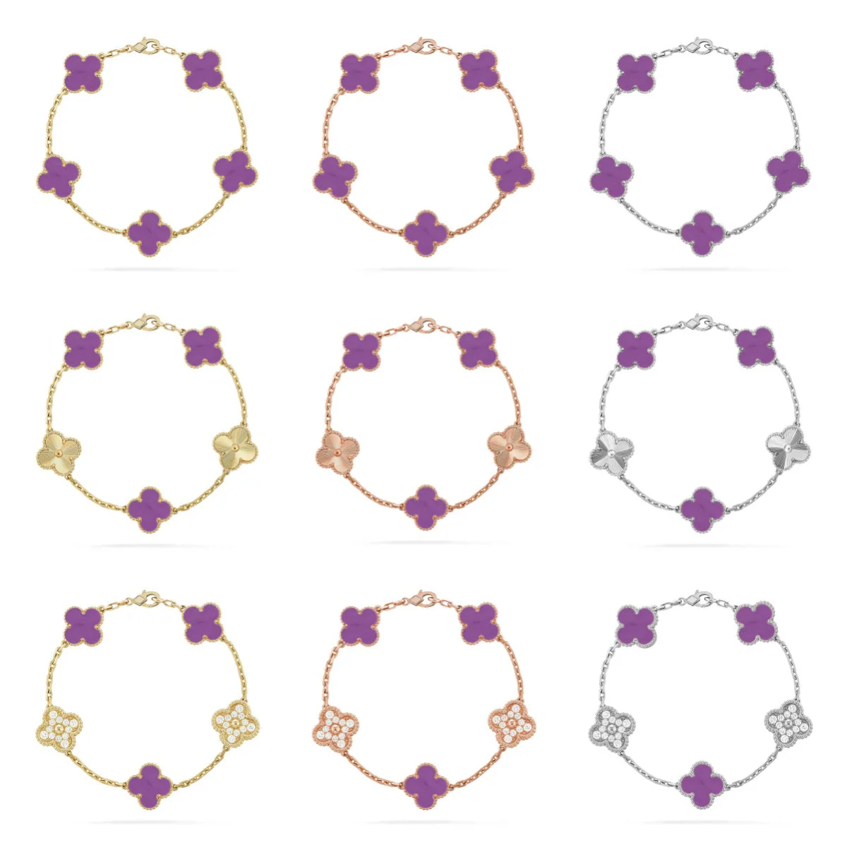 [⭐Haelin Jewelry] CLOVER 5 MOTIF VIOLET BRACELET COLLECTION