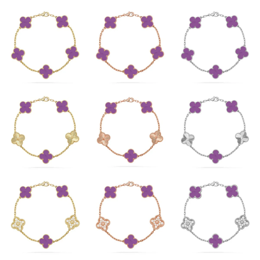[⭐Haelin Jewelry] CLOVER 5 MOTIF VIOLET BRACELET COLLECTION