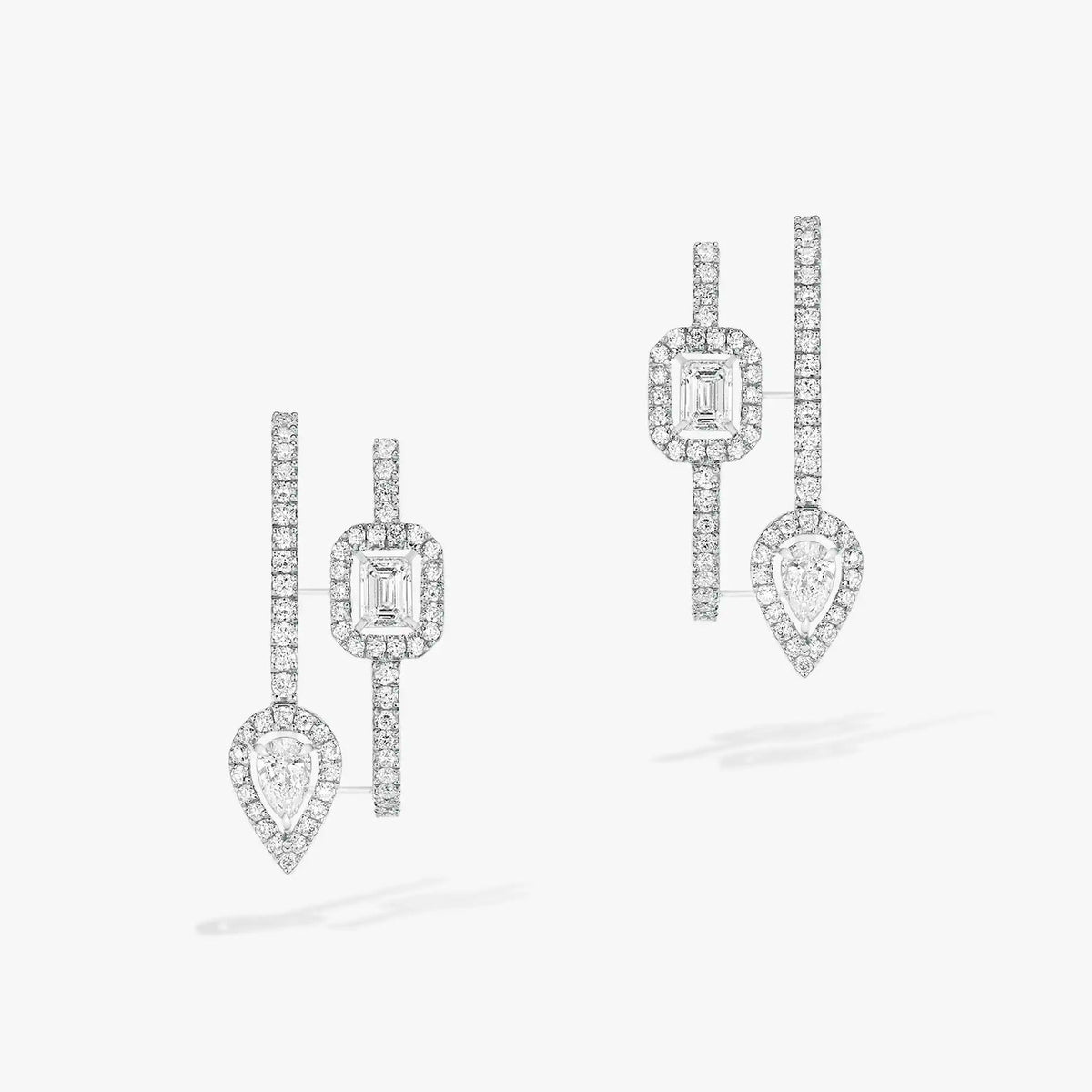 [⭐Haelin Jewelry]CREOLES MY TWIN 2 RANGS SILVER DIAMOND EARRINGS