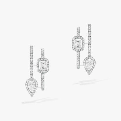 [⭐Haelin Jewelry]CREOLES MY TWIN 2 RANGS SILVER DIAMOND EARRINGS
