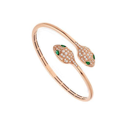 [⭐Haelin Jewelry]SERPENTI BRACELET PINK GOLD MALACHITE DIAMOND DOUBLE SNAKE